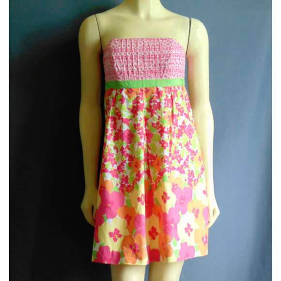 Lilly Pulitzer Dresses & Skirts - Lilly Pulitzer Pink Floral Strapless Dress 2